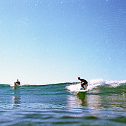 Surf, surfeur sur une vague